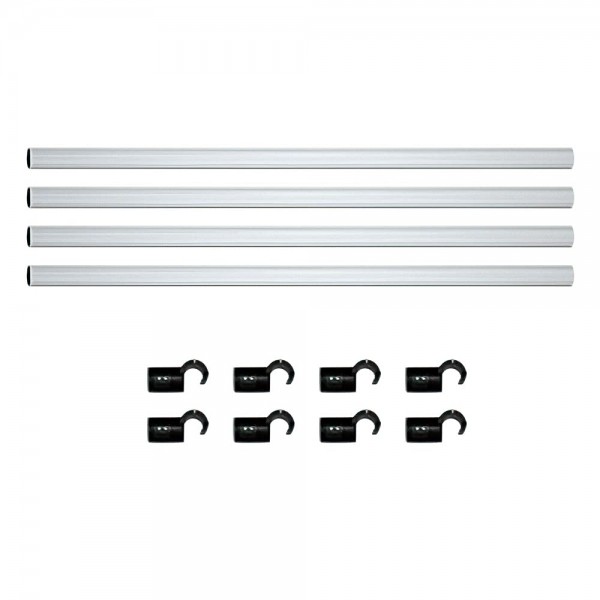 HomeLab Fixture Poles 4 Stangen 100cm + 8 Haken Kurz (22mm)